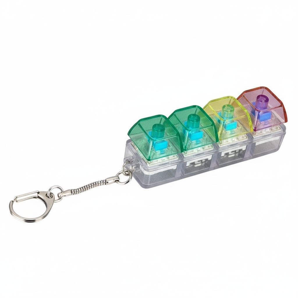 Keyboard Fidget Toys LED Crystal Keycap Keychain Stress Relief Fingertip Gadget Decompression Toys Clicker Fidget Toy